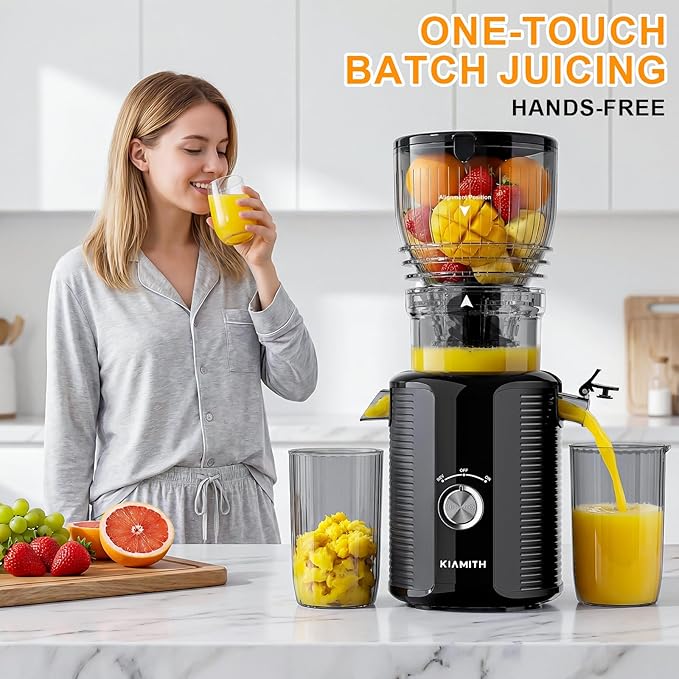 300W Cold Press Juicer with 5.8" Extra-Large Feed Chute | Slow Masticating Juicer Machines for Fruits and Vegetables, High Juice Yield, Easy to Clean, Family Use, BPA Free