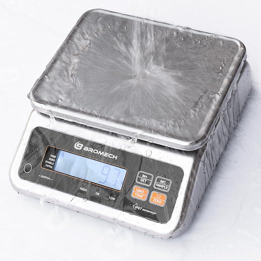 Food Scale Pound and Ounce, Rechargable, Commercial Grade, Stainless Steel Platform, for Meat Shop, Deli, Produce Market (66lb)