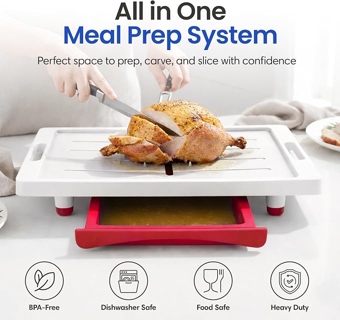 Karving King XL Cutting Board - Juice Groove, Drip Tray & Removable Board