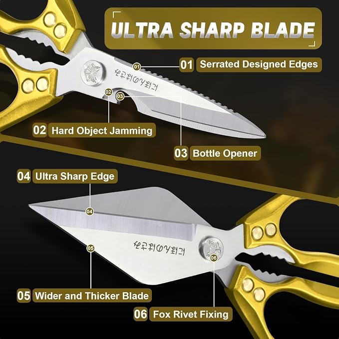 Heavy Duty Poultry Scissors Set for Chicken, Meat & Seafood | Multi-Use Kitchen Shears, Durable Metal Construction, Ergonomic Handle, Easy Clean, Thoughtful Kitchen Gifts
