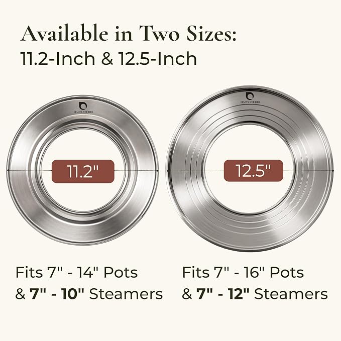 Stainless Steel Steamer Ring for Bamboo Steamer Basket 12-Inch | Fits 7 - 12 Inch Dumpling Steamer Baskets - Ring Adapter for Woks & Pots for Cooking Dim Sum, Rice, Bao Buns, Vegetables