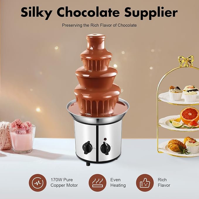 Chocolate Fountain Machine, Electric Chocolate Melting Fountain Machine, 4 Tier Chocolate Fountain Machine