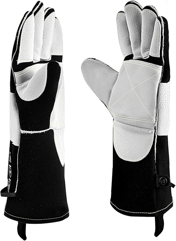JKSafety Welding Gloves for Men,932°F Heat Resistant Gloves Mitts for Welders,Stick,Tig,Mig,Forge,Oven,Fireplace,Furnace