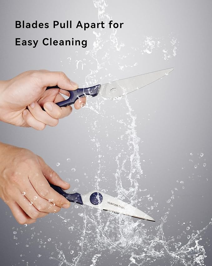 Kitchen Scissors for Food, HUNTER.DUAL Heavy Duty Come Apart Poultry Shears for Cooking, All Purpose for Cutting Chicken, Meat, Fish & Vegetables (Blue, 8.35 Inch)