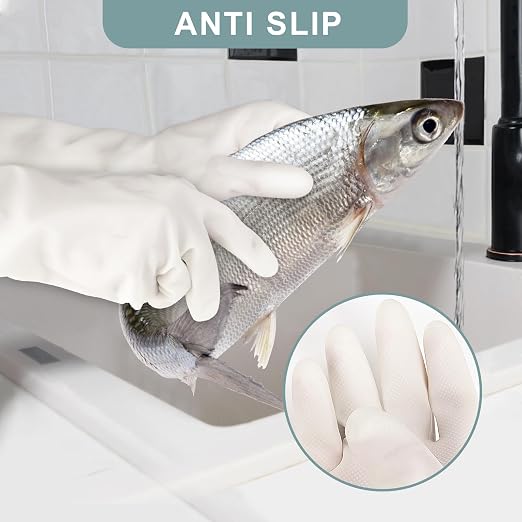 2 Pairs, 15 Inches, Nitrile Cleaning Gloves, Kitchen Dishwashing Gloves, Reusable, Durable, Water-Resistant, And Hypoallergenic (Large)