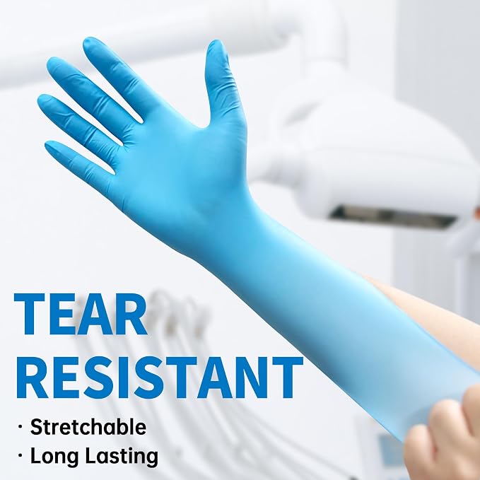 Medguy Medical Blue Nitrile Disposable Exam Gloves, 4 Mil 100 Pcs Powder-Free Latex-Free Food-Safe for Lab Cooking Cleaning