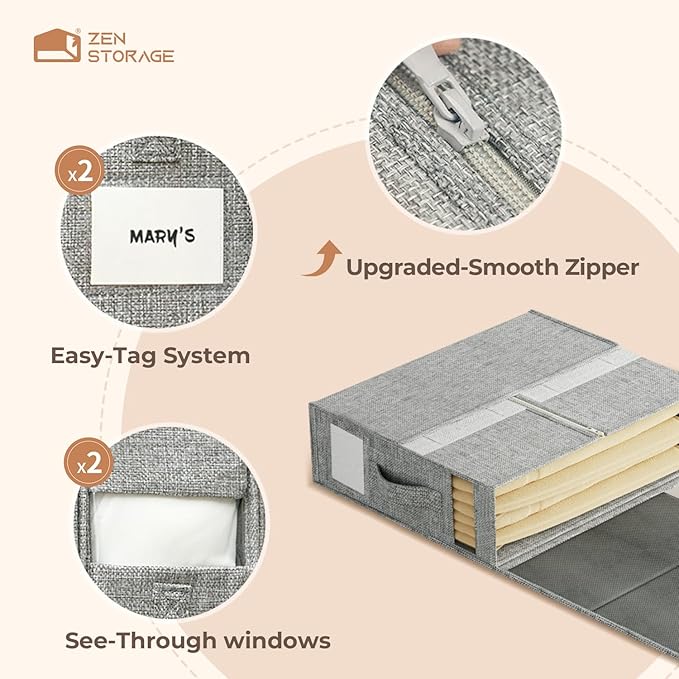 8Pack Sheet Organizers and Storage - King/Queen Size Sheet Storage Organizer with Window, Foldable & Dustproof Sheet Organizer for Linen Closet for Summer Blankets & Sheet Sets,Grey