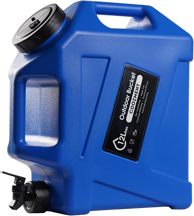 COOZMENT 3.2 Gallon/5 Gallon Water Containers with Spigot, BPA Free Water Jug, Military Green Water Tank, Multifunction Water Storage Containers for Camping Outdoor Hiking,Emergency Storage