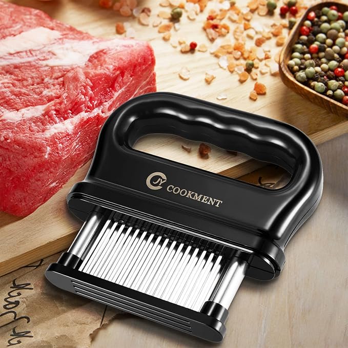 Meat Tenderizer with 48 Stainless Steel Ultra Sharp Needle Blades, Kitchen Cooking Tool Best for Tenderizing, BBQ, Marinade