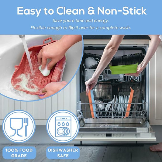 [2 Pack] Silicone Air Fryer Liners Square - Reusable Airfryer Silicone Basket - Easy to Clean Air Fryers Silicone Pot for 5.8 to 8 Qt Large Air Fryer Baking Tray Oven Accessories, 8.5 Inch