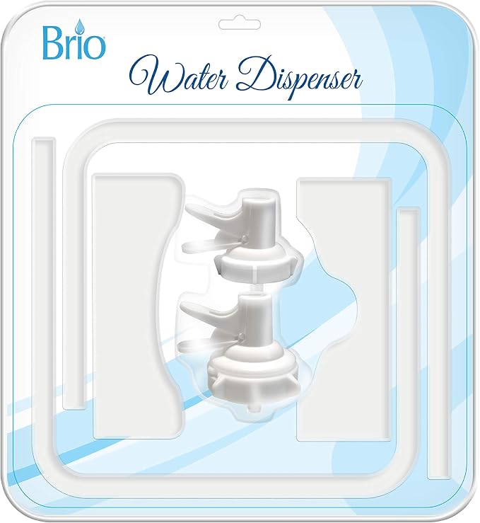Brio Stainless Steel 3-5 Gallon Water Jug Stand and 2 Dispenser Valves, Non Slip Stand with BPA Free Fast Flow Water Spout Fits Both 48mm and 55mm Bottles 2 CAPS Included (White), 12 inches