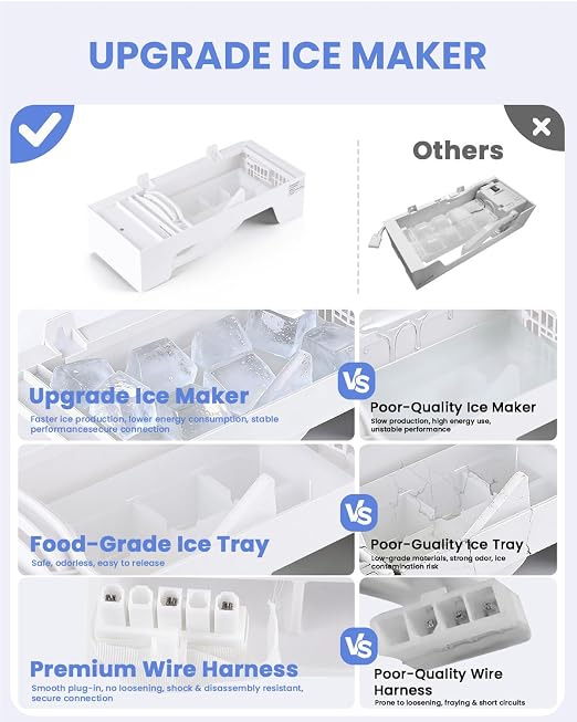 Upgraded Ice Maker Assembly W11700250 W11359448 W11546935 W11633658, Compatible with Whirlpool Kenmore Amana Maytag Replaces AP7019172 - Set Water Supply to 110ml to Avoid Ice Clumping White