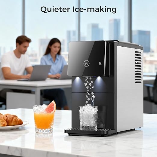 COWSAR Nugget Countertop Ice Maker, 33 lbs/Day Chewable Pellet Ice Machine with Self-Cleaning, Auto Lighting & Measured Dispensing, Portable Pebble Ice Maker for Home, Kitchen, Office, Black