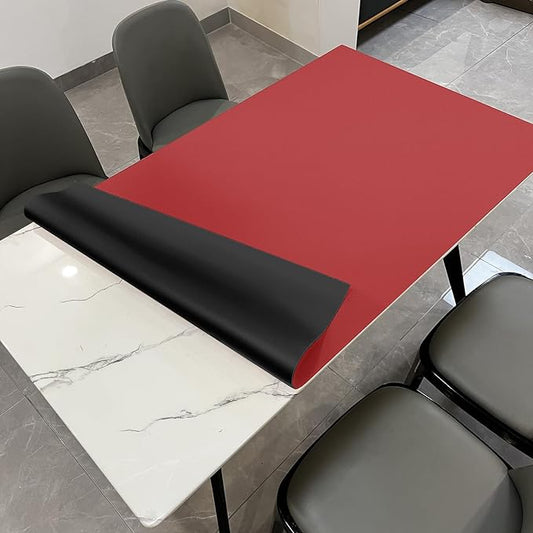 Leather Table Cover,1.8mm Thick,36x60 Inch Table Protector,Table Protector for Dining Room Table,Dining Table Cover,Dining Table Protector Rectangle(Black+Wine Red,36x60)