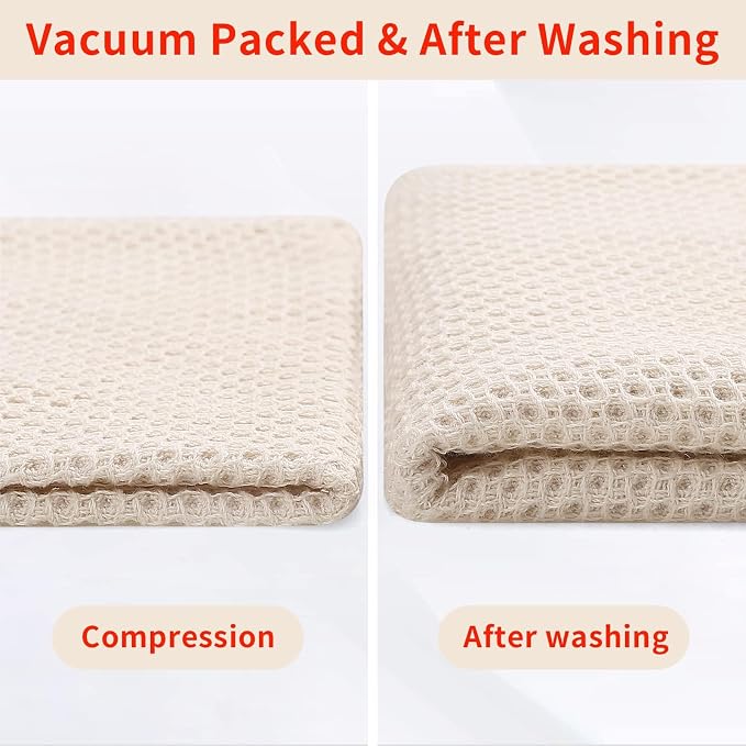 Homaxy 100% Cotton Oversized Waffle Weave Kitchen Towels, 5-Pack, Beige | 20 x 28 Inches, Ultra Soft Absorbent Dish Towels, Quick Drying Large Cleaning Towels