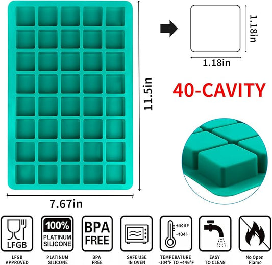Sidosir 3Pcs Square Caramel Candy Mold Silicone, 40-Cavity Gummy Silicone Molds for Fat Bombs, Chocolate Truffles Mold for Hard Candy, Ice Cube