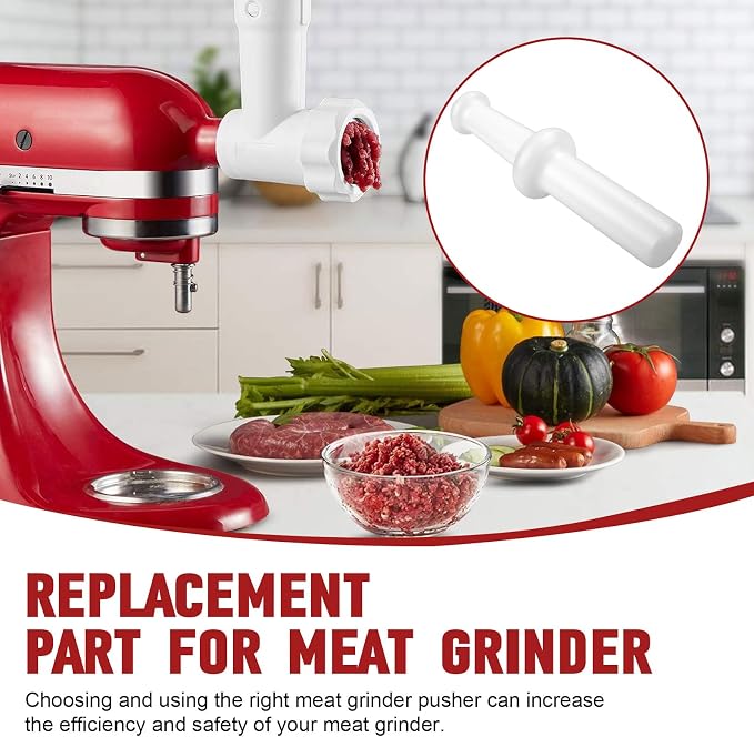 Meat Grinder Pusher Tool for Kitchenaid Lem Meat Sausage Food Grinders, Meat Grinder Plunger Pusher Length 9.8" Stuffing End OD 1.5"- Kitchen Food Grinder Attachment (1 Pcs)