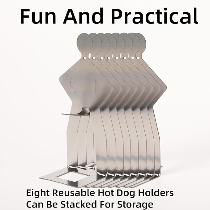 8 PCS Funny Hot Dog Holder for Grilling-Portable Hot Dog Roaster-Reusable Stainless Steel Hotdog and Sausage Stand-Funny Birthday Gifts for Men-BBQ Grill Accessories