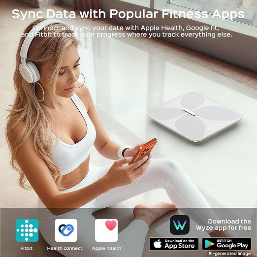 Wyze Smart Scale X Butterfly - Bathroom Scale for Body Weight, BMI, Body Fat, Muscle Mass, Accurate Bluetooth Digital Scale for Body Composition Analyzer | Sync Health Apps | ITO Glass, 400 lbs, White