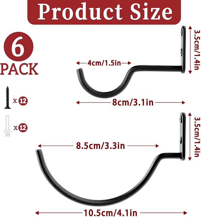 AQAREA Wine Rack Wall Mounted: 6Pcs for Wine Storage and Display | Hanging wine bottle holder, rust-proof coating, vertical design - metal hook for single bottle holder, small organizers