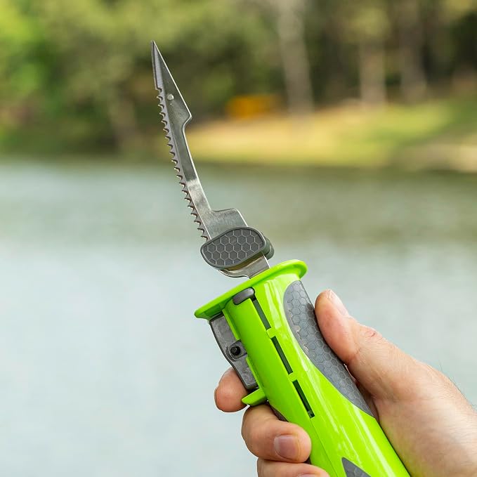Smith’s Mr. Crappie Slab-O-Matic Electric Fillet Knife - Removable 8” & 4.5” Serrated Stainless Steel Blades w/ Sheaths - Fillet Glove & Mesh Storage Bag - Fishing, Outdoor, Hunting Electric Knife