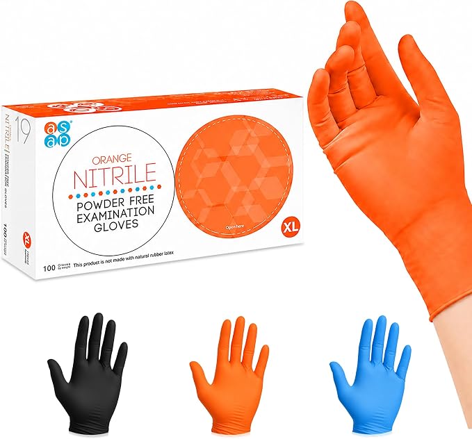 ASAP Nitrile Gloves Disposable Latex Free - 4 Mil Powder Free, Food Safe, Kitchen & Medical - Cleaning & Tattoo Supplies