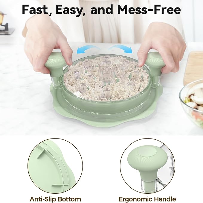 Ukeetap 10" Pro Chicken Shredder Tool Twist Large for Kitchen, Green | BPA-Free Food-Safe Meat Grinder, Visible Chicken Breast Meat Shredder with Strong Anti-Slip Bottom & Ergonomic Handle