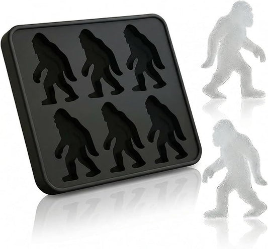Bigfoot Ice Cube Mold,Big Foot Ice Cube Molds,6 Cavity Silicone Sasquatch Ice Cube & Popsicle Tray for Spooky Whiskey Halloween Party Drinks (Black)