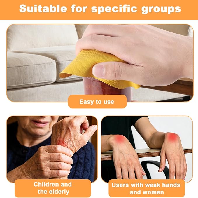 LUTER 4pcs Jar Opener Gripper Pads, Rubber Jar Opener Mat | Round & Square Jar Opener Mats for Seniors with Weak Hands Non-Slip Kitchen Coasters Gadgets (Blue Circle & Yellow Square)