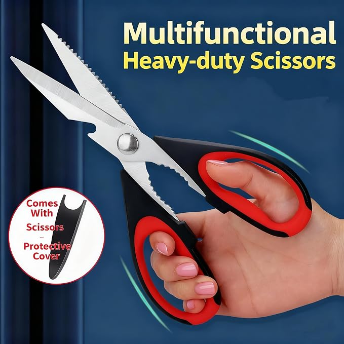 Magnificent Kitchen Scissors Heavy Duty - Multi-Purpose Kitchen Shears for Meat, Poultry, Food - Stainless Steel Cooking Scissors - Dishwasher Safe Culinary Shears