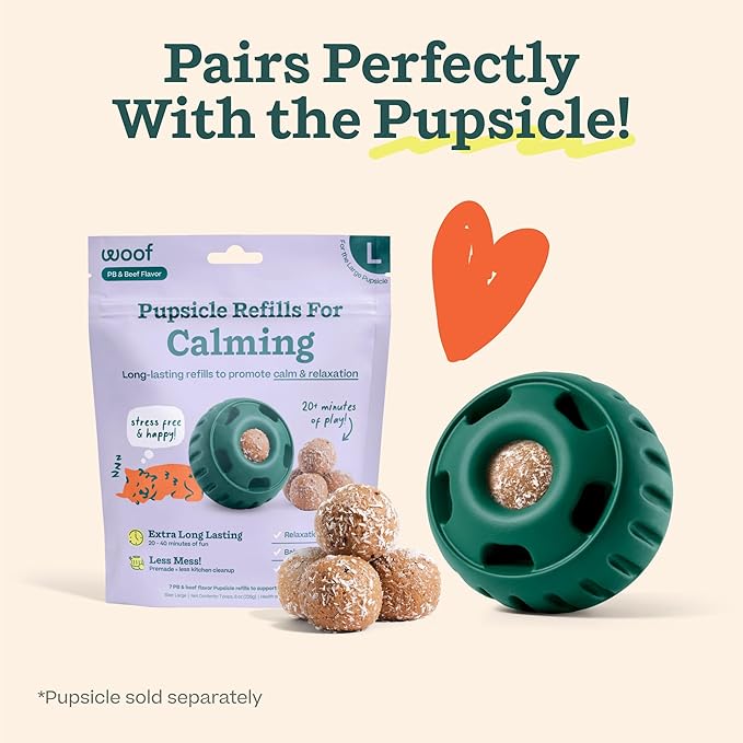 WOOF Pupsicle Refill Pops for Calming - Long-Lasting Refills for The Pupsicle Toy to Promote Calm - Calming Dog Treats - Magnesium for Dogs- XL Pops - 5 Count - 2 Pack
