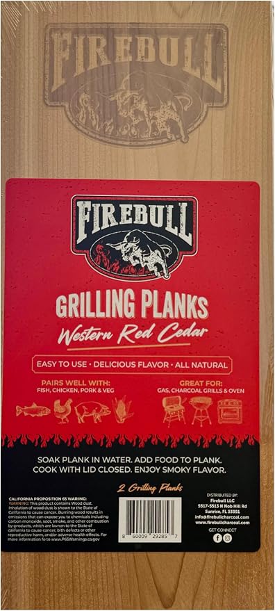 Western Red Cedar Grilling Planks, 2-Pack, All Natural Wood for Fish, Chicken, Pork and Vegetables