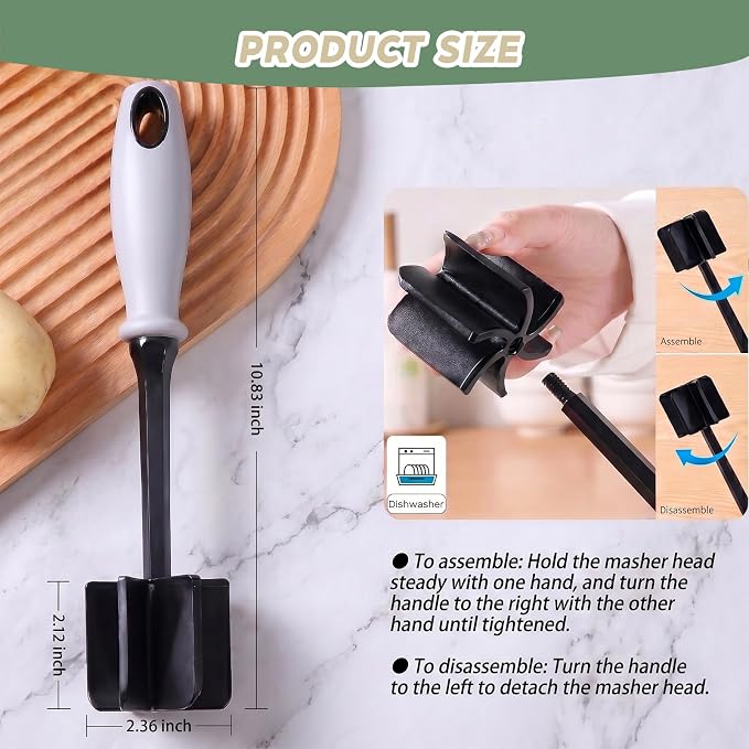 Meat Chopper, 6 Curve Blades Meat Masher for Ground Beef & Meat, Heat Resistant Nylon Hamburger Smasher Tool, Burger Grinder Potato Masher for Vegetables, Sauces, Mixing & Mashing
