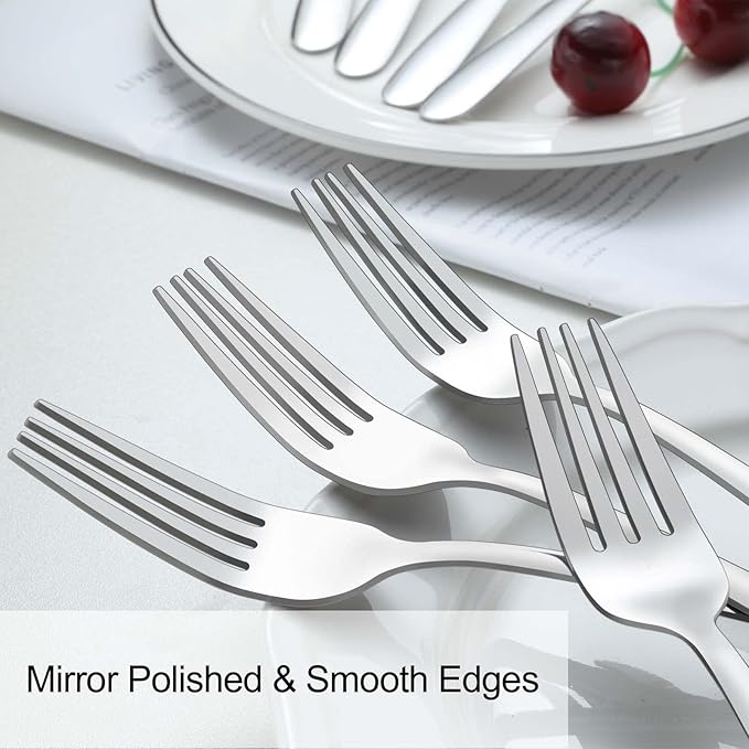 Pleafind 24-Pcs Dinner Forks, 7.1 Inch Forks Silverware, Silverware Forks, Stainless Steel Forks, Mirror Polished Forks Silverware Set, Forks Use for Home, Kitchen or Restaurant, Dishwasher Safe
