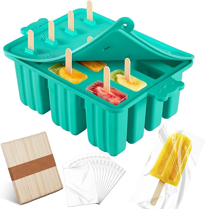 Popsicles Molds Silicone, Bpa-free ice Pop Mold Food Grade Popsicle Maker With 50 Popsicle Sticks 50 Popsicle Bag For Kids Easy Cleanup (Blue, 12 Cavities)