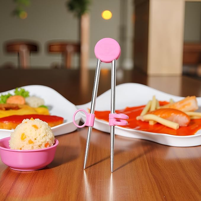 2Pairs Chopsticks Training Sailor Moon Chopsticks Reusable Metal Training Stainless Steel Learning Chopstick Helper for Adults Flatware