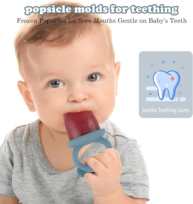 BokingOne Silicone Popsicle Molds, 6-Cavity Breastmilk Ice Pop Molds, Mini Frozen Pop Tray Molds for Baby Teething Relief Toddler Feeding Matte Blue