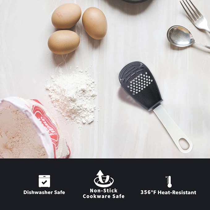 6 in 1 Multifunctional cooking gadgets, 356°F Heat Resistant kitchen gadgets, Egg Separator, Cooking, Draining, Mashing, Grating, Cooking spoon Dark Grey