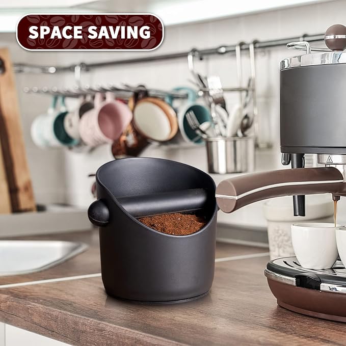 HOMEE Espresso Knock Box Coffee Grounds Container with Removable Knock Bar | Espresso Dump Bin with Non-Slip Base,Shock-Absorbent Espresso Accessories,Durable Barista Tool for Coffee Bar Kitchen Counter