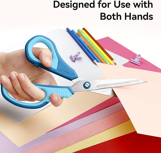 QMVESS 8.5" Scissors All Purpose 3 Pack Heavy Duty for Office School Fabric | Ultra Sharp 2.5mm Thick Stainless Blade, Ergonomic Comfort Grip, Left & Right Handed Classroom Must-Have Cutting General Use