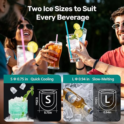 OLIXIS Countertop Ice Maker with Self-Cleaning, Portable Ice Maker Machine with Scoop, 26Lbs/24H, 9 Cubes in 6 Mins, 2 Sizes of Bullet Ice for Home, Kitchen, Office, Green