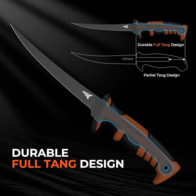 KastKing Ultimate Angler 7" Fillet Knife, Fishing Knife for Men | Vanadium Stainless Steel Blade, Non-Slip Handle, Corrosion-resistant, Sheath with Sharpener & Line Cutter