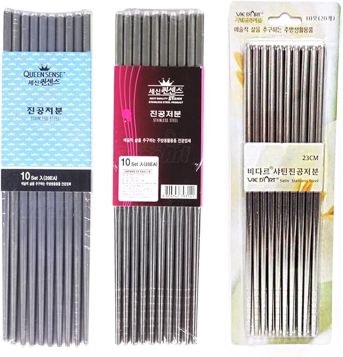 Vacuum Chopsticks 10 Pairs For Asian Party Korean Restaurants Reusable Dishwasher Safe Lightweight Stainless Steel Chopsticks Non-Slip
