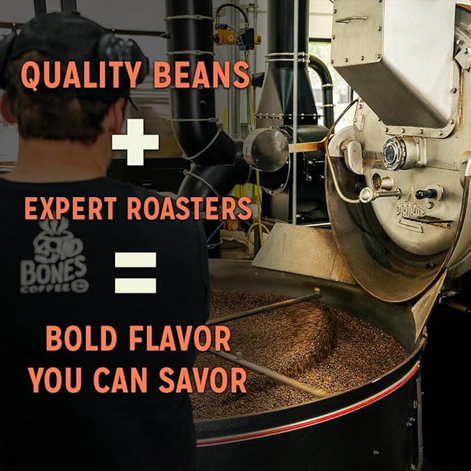Bones Coffee Company Jamaican Me Crazy, Vanilla Caramel Flavored Coffee, Medium Roast Low Acid Arabica Beans Compatible with Auto drip and French Press Coffee Maker, 12 Oz Ground