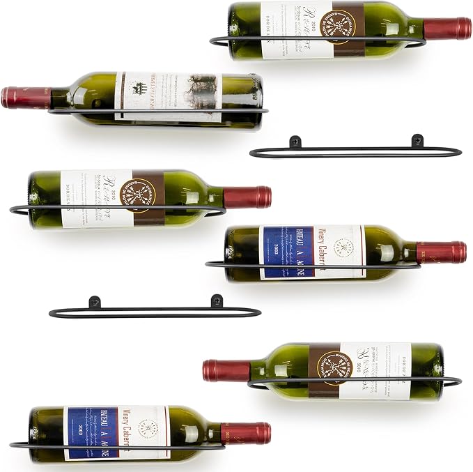 Wall Mounted Wine Rack: 8Pcs Metal Wall Wine Bottle Holder for Wine Cellar | Home Kitchen Bar Decor