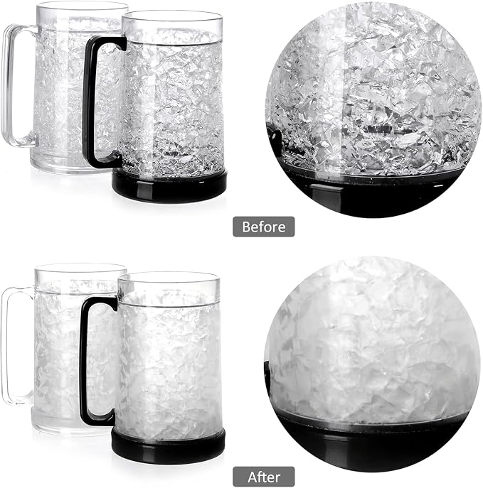 16 oz Double Wall Gel Freezer Mugs, 2 Pack | Reusable gel freezer mugs help keep cold drinks chilled longer.