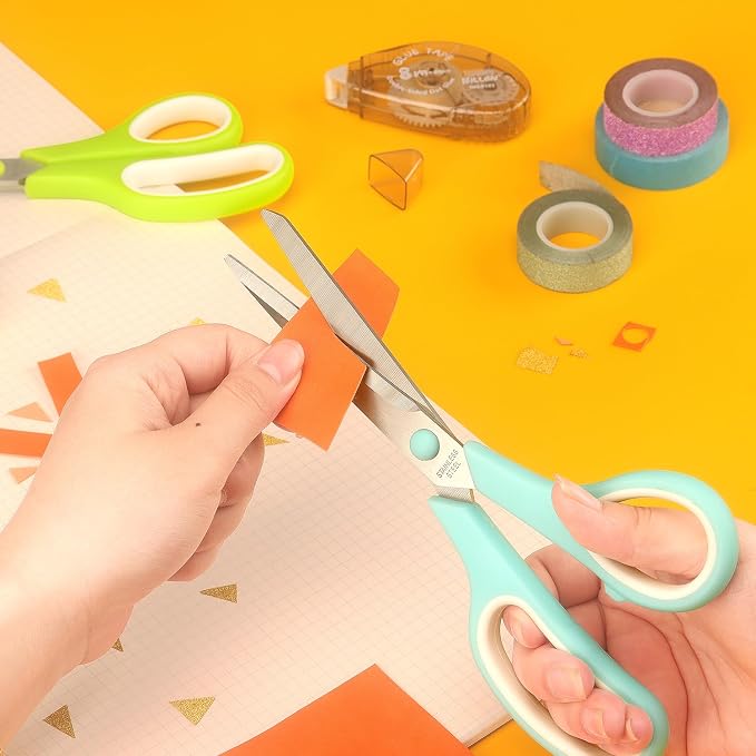 LONGKEY 8.5" Pastel Scissors 3-Pack, Ultra Sharp Stainless Steel | Scissors for Office Home School, Soft Comfort-Grip Right/Left Hand