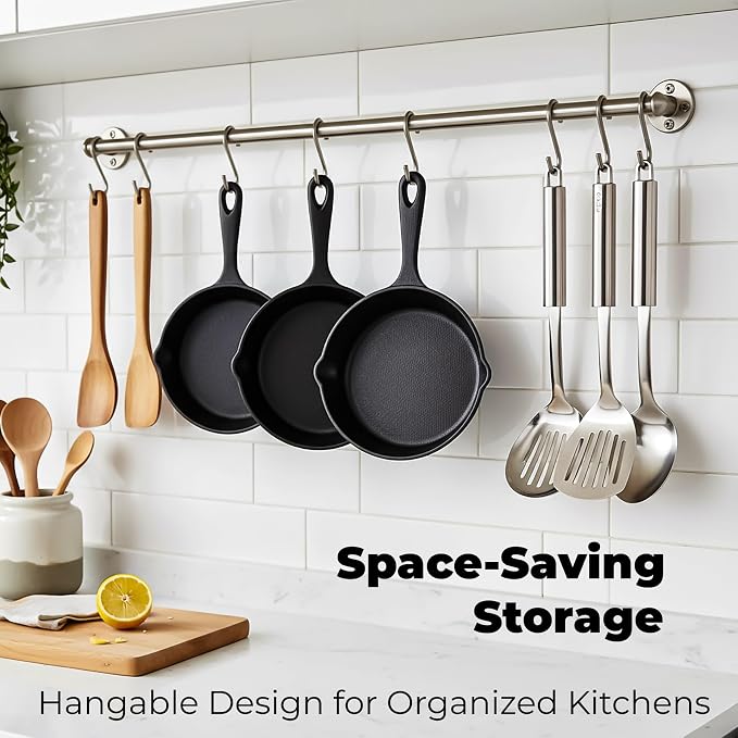 Hiceeden 4 Pack Small Cast Iron Skillet, 5-1/2 Inch Frying Pans with Double Drip-Spouts for Stove, Oven, Grill Safe, Indoor and Outdoor Use, Non-stick