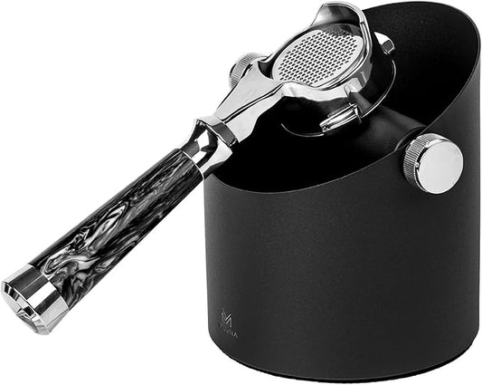 Knock Box Espresso Accessories - 15 Espresso Pucks Steel Espresso Machine Tools for Coffee Ground with Removable Knock Bar, Non-Slip Base, Anti-Splash Coffee Puck Bin for Barista, Black