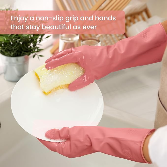 SIFANGKE Rubber Cleaning Gloves for Dishwashing, 12 Pairs Reusable Kitchen Gloves for Washing Dishes and Household Cleaning